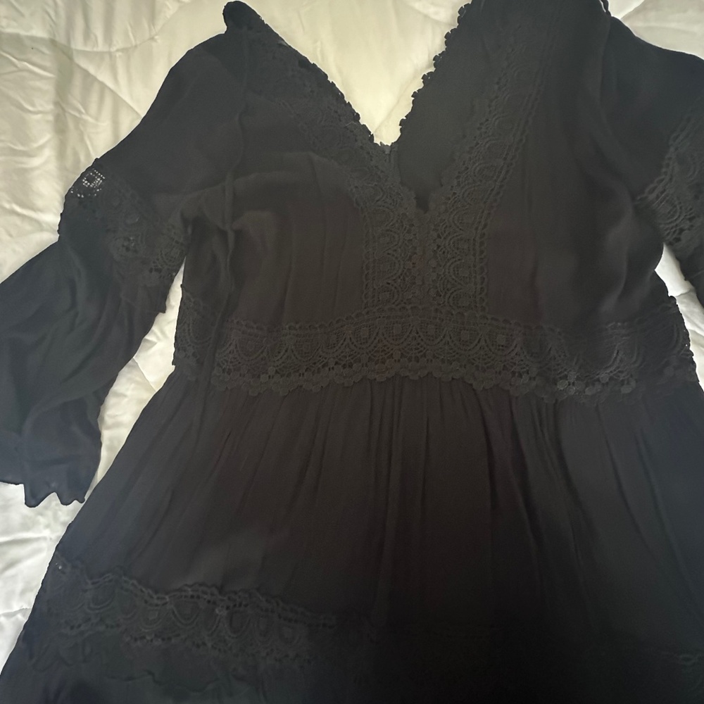 Bell Sleeve Pixie Goth Lace Dress Plus Size